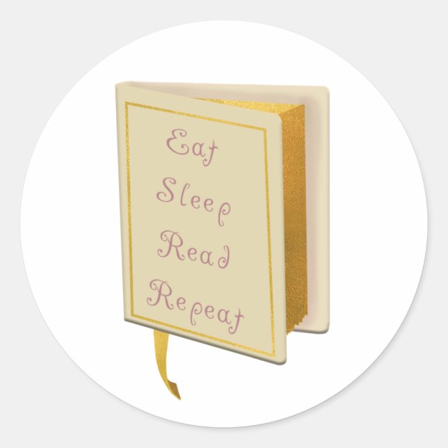 Pegatina Redonda Sleep Read Reapeat Literation Book Lover Ivory (Anverso)