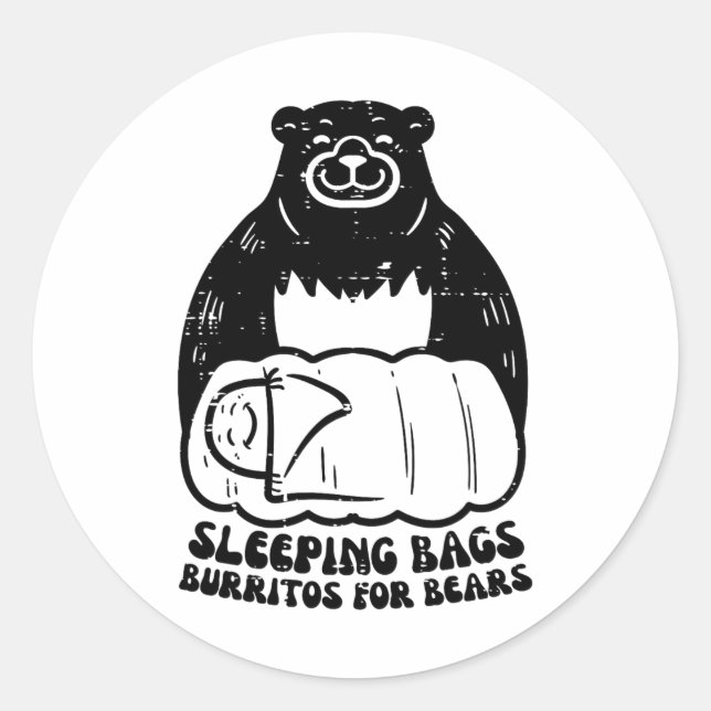 Pegatina Redonda Sleeping Bags Burritos For Bear Funny Camping Men  (Anverso)