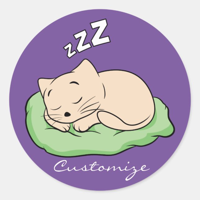 Pegatina Redonda Sleeping Kitty Thunder_Cove (Anverso)