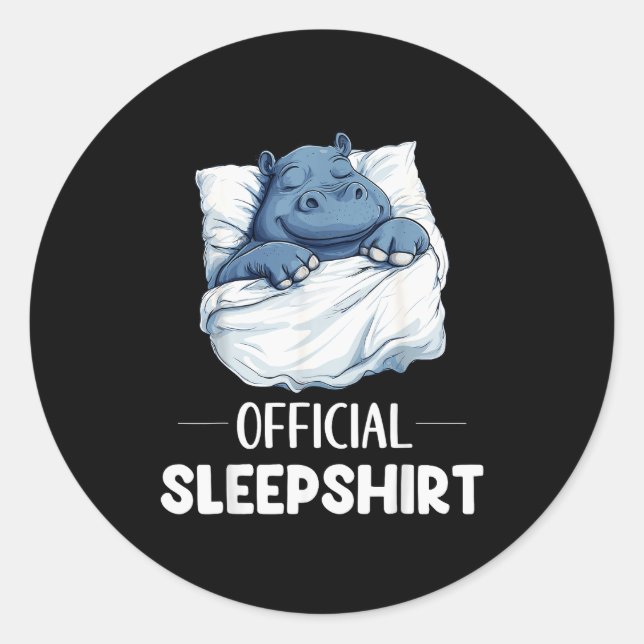 Pegatina Redonda Sleepshirt Cute Sleeng Hip Animal Lovers Pajama  (Anverso)