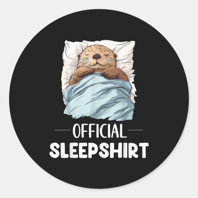 Pegatina Redonda Sleepshirt Sleeng Sea Otter Animal Lovers Pajama  (Anverso)