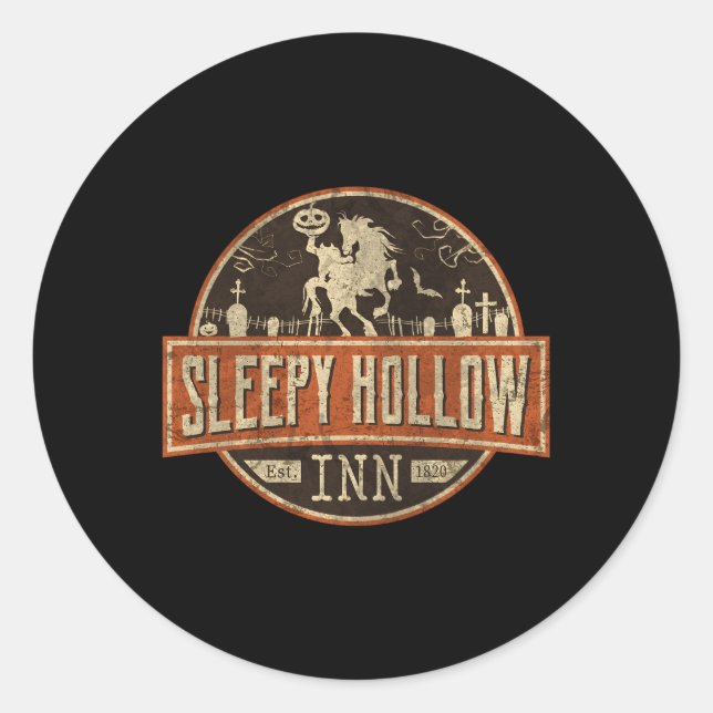 Pegatina Redonda Sleepy Hollow Inn Halloween Caballo sin Cabeza (Anverso)