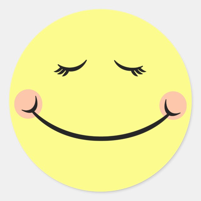 Pegatina Redonda Sleepy Kawaii Happy Face (Anverso)