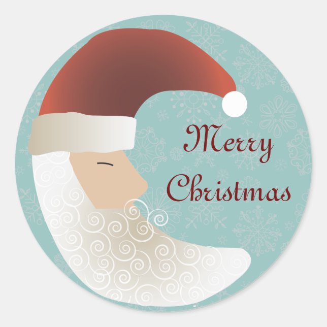 Pegatina Redonda Sleepy Santa Half Moon Christmas Stickers (Anverso)