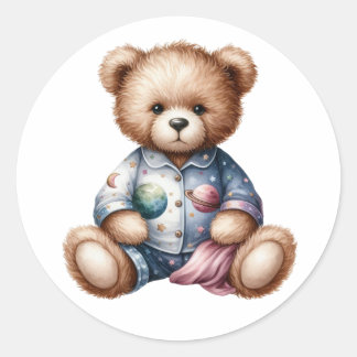 Pegatina Redonda Sleepy Teddy Bear