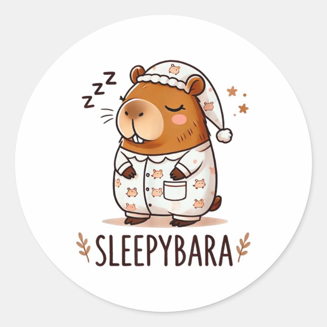Pegatina Redonda Sleepyba de pajamas (Anverso)