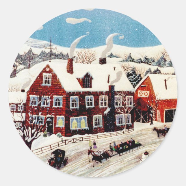 Pegatina Redonda Sleigh Ride (Anverso)