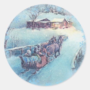 Pegatina Redonda SLEIGH RIDE de SHARON SHARPE