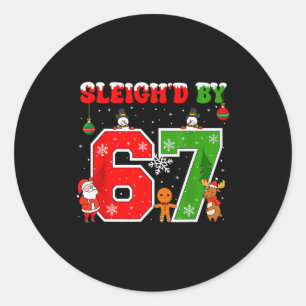 Pegatina Redonda Sleighd por 67 Funny Six Seven Meme 6 7 Navidad 