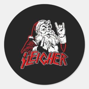 Pegatina Redonda Sleigher Salve Santa Navidad Heavy Metal Para Homb