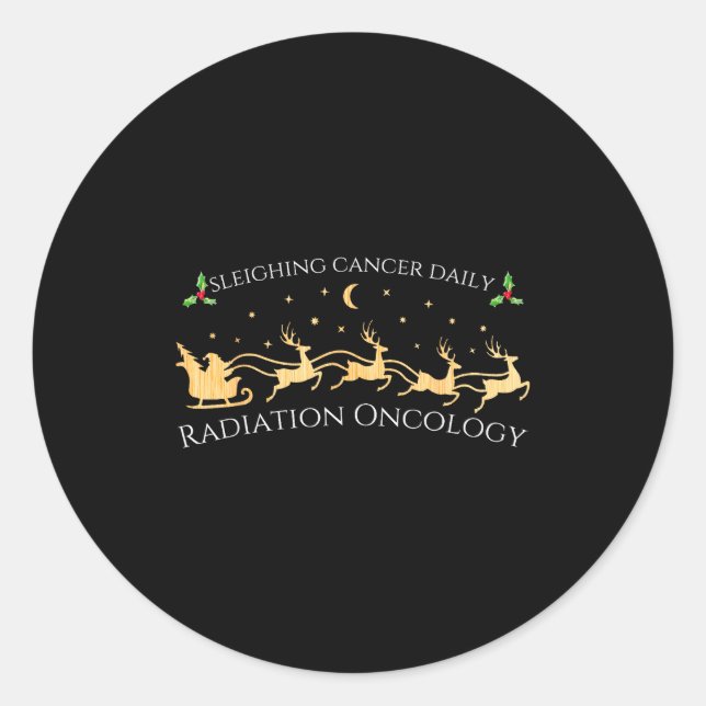 Pegatina Redonda Sleighing Cancer Daily Radiation Oncology Christma (Anverso)