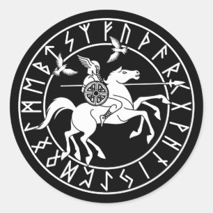 Pegatina Redonda Sleipnir    Mitología nórdica