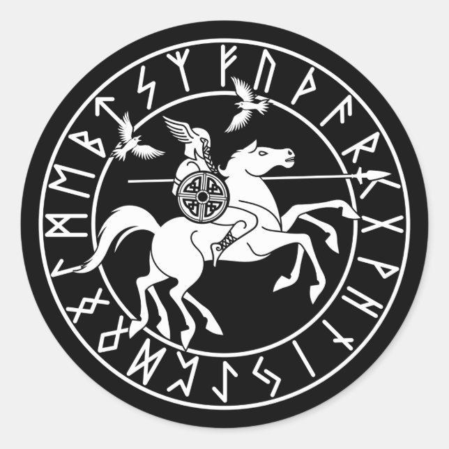 Pegatina Redonda Sleipnir |  Norse mythology (Anverso)