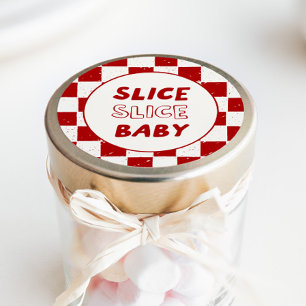 Pegatina Redonda Slice Slice Baby Italiano Cuadros Rojos
