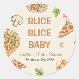 Pegatina Redonda Slice Slice Baby Pizza Baby Shower