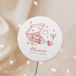 Pegatina Redonda Slice Slice Baby Pizza Baby Shower