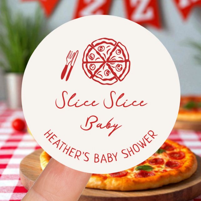 Pegatina Redonda Slice Slice Baby Pizza Baby Shower Favor (Subido por el creador)