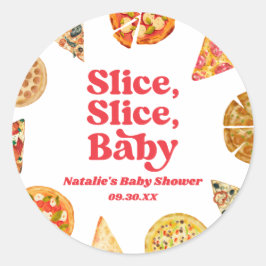 Pegatina Redonda ¡Slice, Slice, Bebé! Pizza Baby Shower