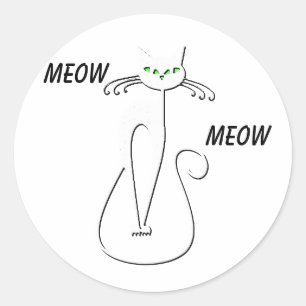 Pegatina Redonda Slinky Black Cat Meow Meow Personalizado Textos Oj