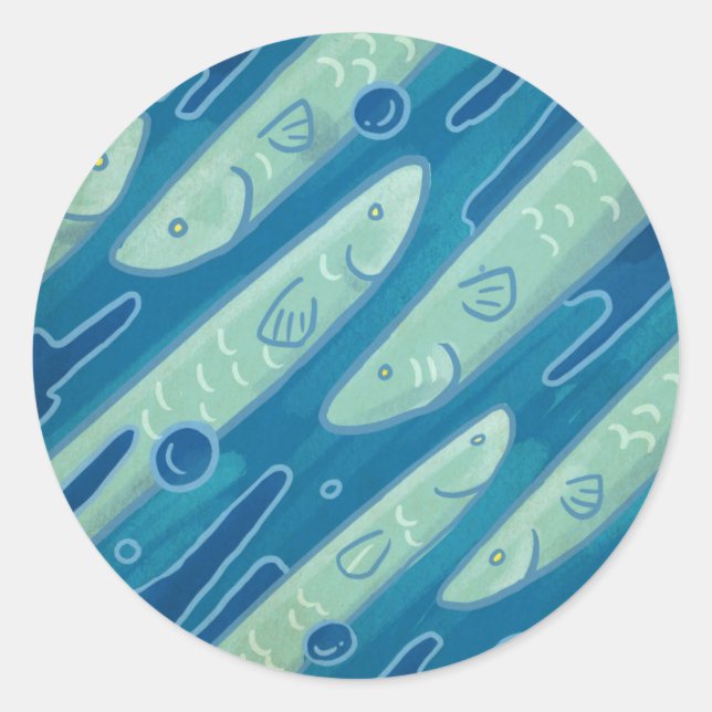 Pegatina Redonda Slippery Eel - Animal Pattern Illustration (Anverso)