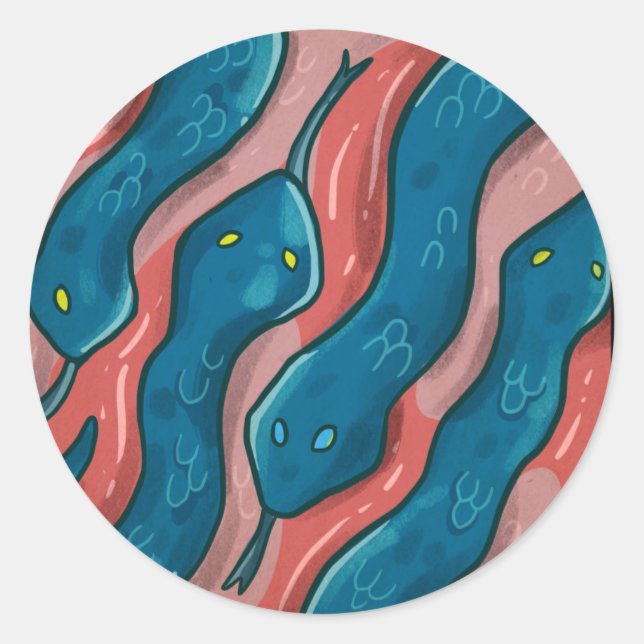 Pegatina Redonda Slithering Snake - Animal Pattern Illustration (Anverso)