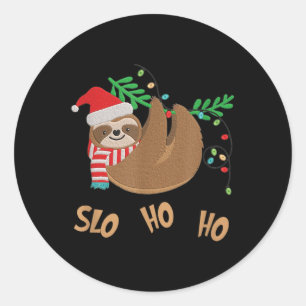 Pegatina Redonda Slo Ho Ho Merry Slothmas - Navidades eslovacos
