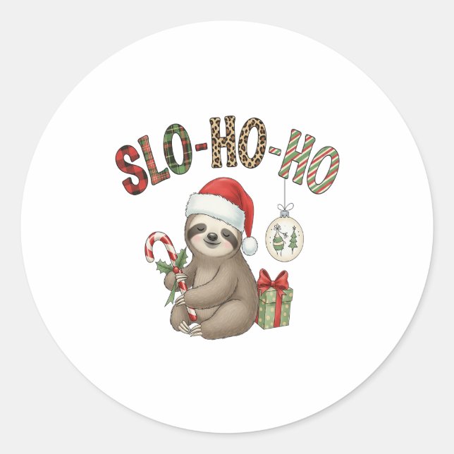 Pegatina Redonda Slo Ho Ho Xmas Sloth (Anverso)