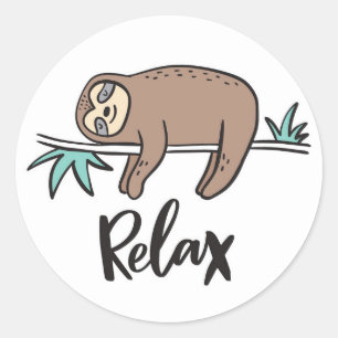 Pegatina Redonda Sloth dice Relax