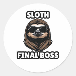 Pegatina Redonda Sloth Final Boss Cool Sticker