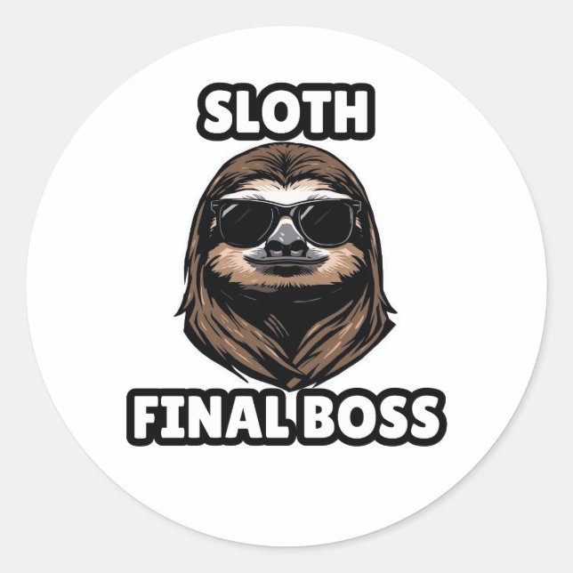 Pegatina Redonda Sloth Final Boss Cool Sticker (Anverso)