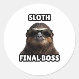 Pegatina Redonda Sloth Final Boss Funny Sticker