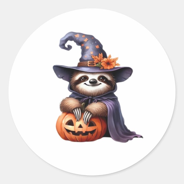 Pegatina Redonda Sloth Halloween Outfit Classic T-Shirt (Anverso)