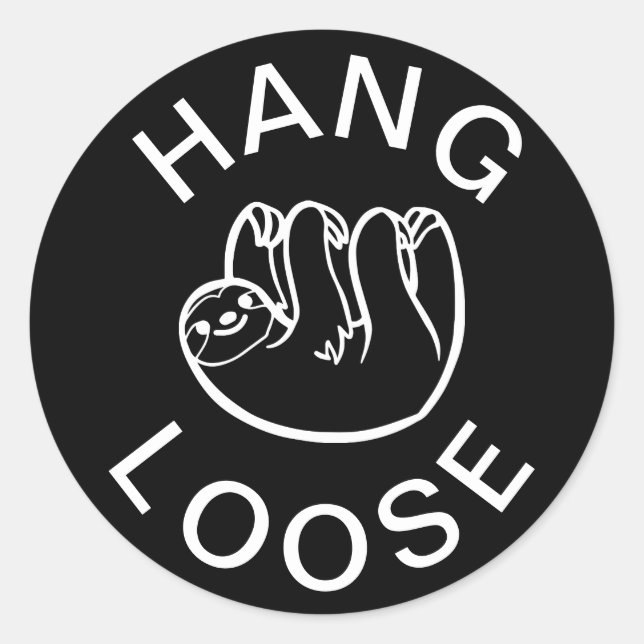 Pegatina Redonda Sloth Hang Loose (Anverso)