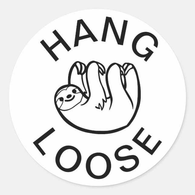 Pegatina Redonda Sloth Hang Loose (Anverso)