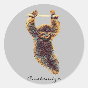 Pegatina Redonda Sloth Hanging Out Thunder_Cove