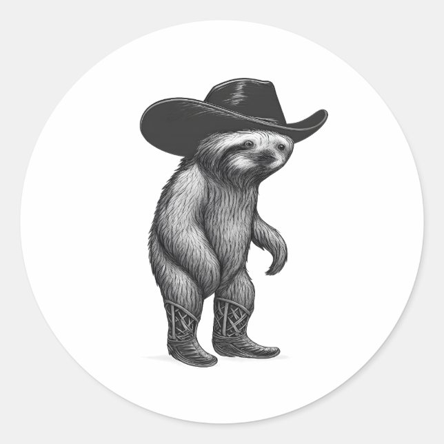 Pegatina Redonda Sloth Howdy Sloth (Anverso)
