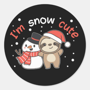 Pegatina Redonda Sloth I'm Snow Cute Snowman Snow Pun Classic Round