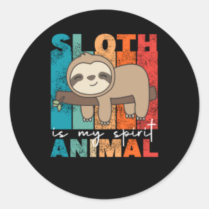 Pegatina Redonda Sloth is My Spirit Animal - Sweet Sloths Vintage