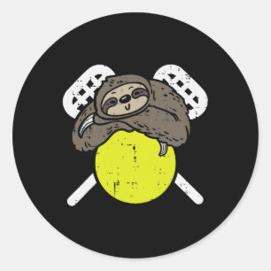 Pegatina Redonda Sloth Lacrosse Cute Lazy Lax Jugador Hombres Mujer