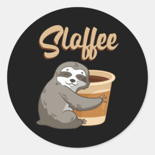 Pegatina Redonda Sloth Lazy Sloths Sloffee Derramación Divertida Id