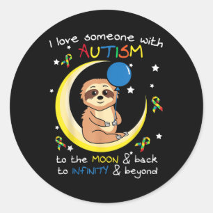 Pegatina Redonda Sloth Love a alguien con el rompecabezas de Guay A