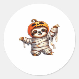 Pegatina Redonda Sloth Mummy Halloween Classic T-Shirt