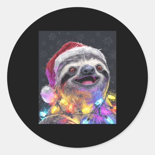 Pegatina Redonda Sloth Present (Anverso)