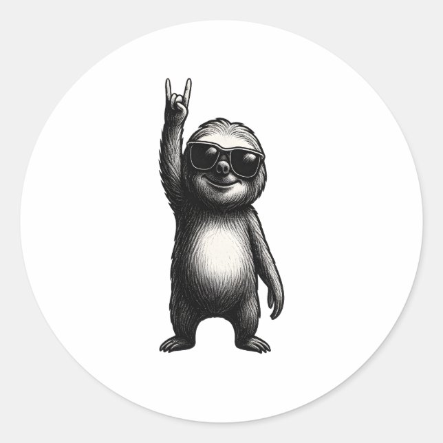 Pegatina Redonda Sloth Rocking Dance (Anverso)