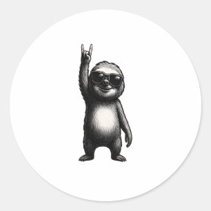 Pegatina Redonda Sloth Rocking Dance