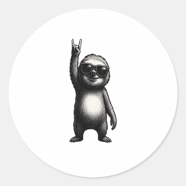 Pegatina Redonda Sloth Rocking Dance (Anverso)