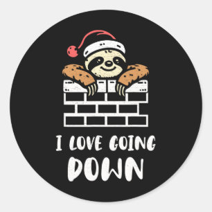 Pegatina Redonda Sloth Santa Funny Navidades Sloth Lover Humor Xmas