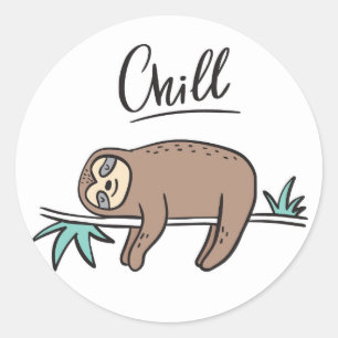 Pegatina Redonda Sloth Says Chill