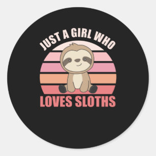 Pegatina Redonda Sloth - Sólo un Chica que ama las eslovacas