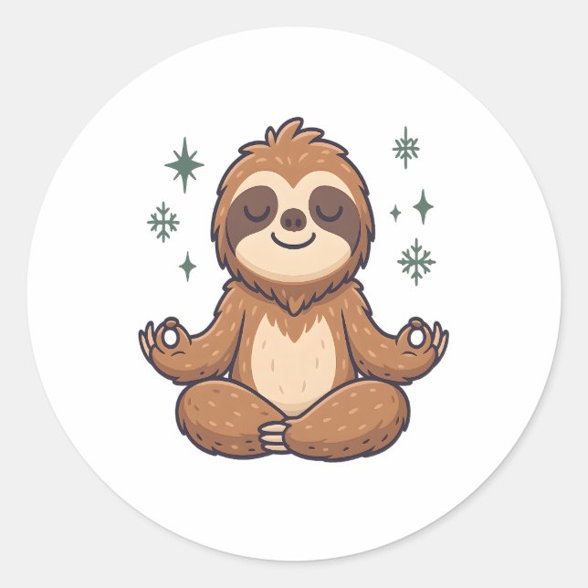 Pegatina Redonda Sloth Yoga Sloth (Anverso)